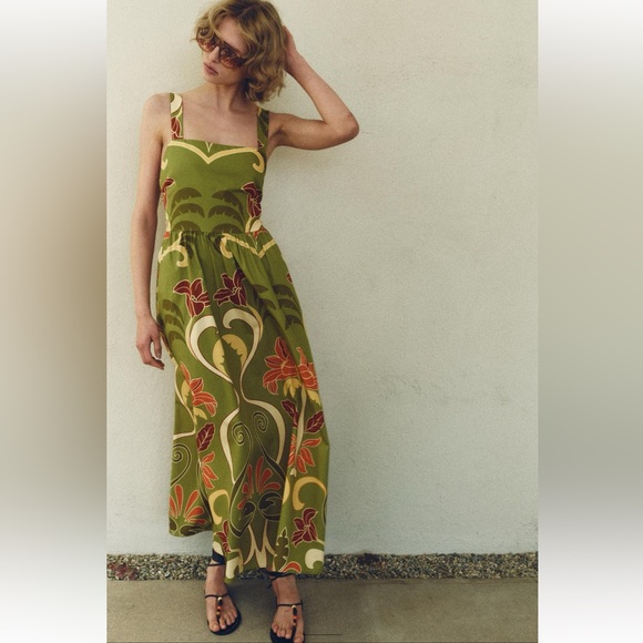 ZARA PRINTED MIDI DRESS - Picture 11 of 15